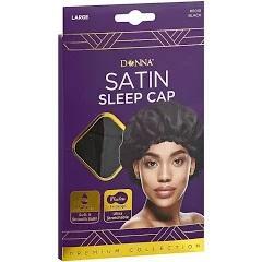 Donna Satin Sleep Cap Black - Large